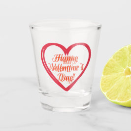 Happy Valentine's Day Heart Shaped Logo Shot Glass Schnapsglas