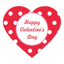 Happy Valentine's Day Heart Stickers (rot & weiß)