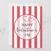 Happy Valentine's Day Heart Stripes Feiertagskarte (Vorderseite)