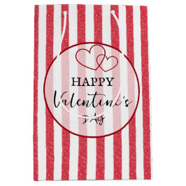 Happy Valentine's Day Heart Stripes Gift Bag Mittlere Geschenktüte