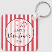 Happy Valentine's Day Heart Stripes Keychain Schlüsselanhänger (Rückseite)