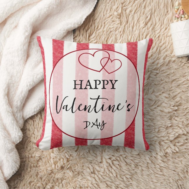 Happy Valentine's Day Heart Stripes Kissen (Decke)
