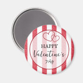 Happy Valentine's Day Heart Stripes Magnet (Vorderseite/Rückseite)