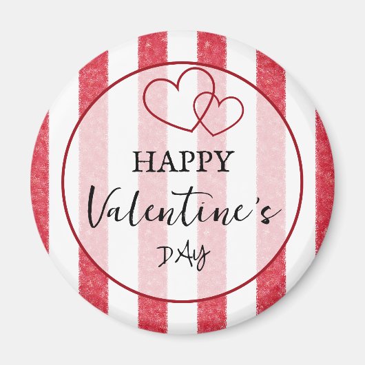 Happy Valentine's Day Heart Stripes Magnet (Vorne)