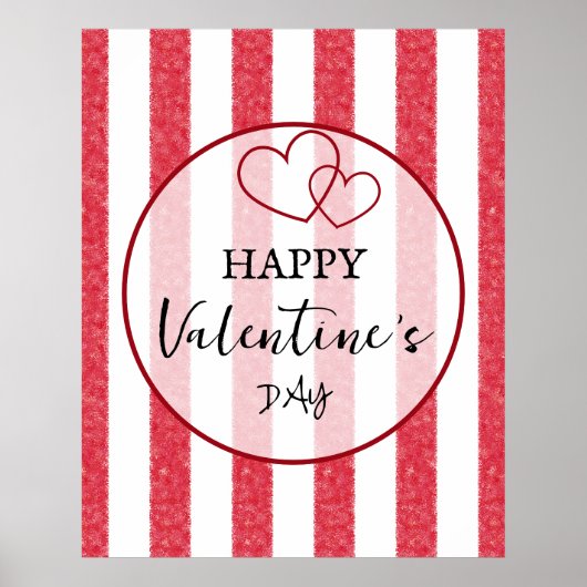 Happy Valentine's Day Heart Stripes Poster (Vorne)