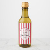 Happy Valentine's Day Heart Stripes Weinetikett (Vorderseite)