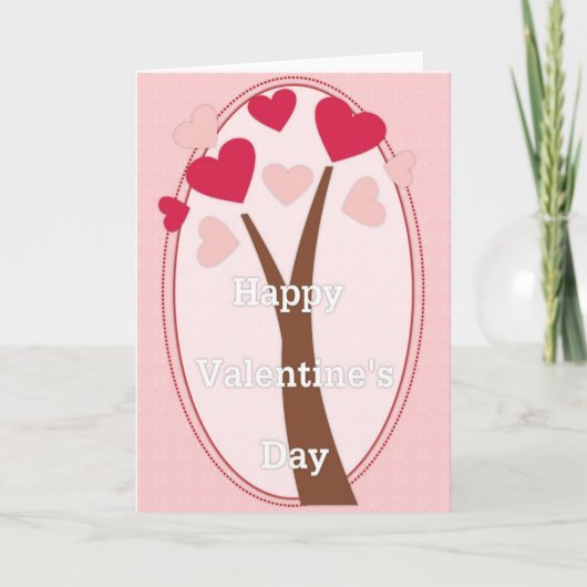 Happy Valentine's Day Heart Tree Card Feiertagskarte (Vorderseite)