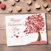 Happy Valentine's Day Heart Tree Red Postkarte
