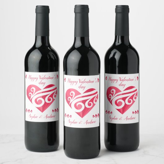 Happy Valentine's Day Heart Weinetikett (Flaschen)