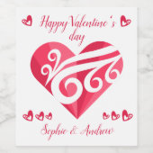 Happy Valentine's Day Heart Weinetikett (Einzelnes Label)