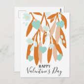 Happy Valentine's Day Hearts Branches Blume Liebe Postkarte (Vorne/Hinten)
