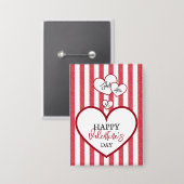 Happy Valentine's Day Hearts Chalk Stripes Button (Vorderseite/Rückseite)