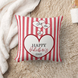 Happy Valentine's Day Hearts Chalk Stripes Kissen
