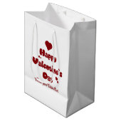 Happy Valentine's Day Hearts Cute Gift Bag Mittlere Geschenktüte (Vorderseite Schrägansicht)