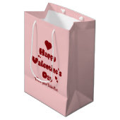 Happy Valentine's Day Hearts Cute Gift Bag Mittlere Geschenktüte (Vorderseite Schrägansicht)