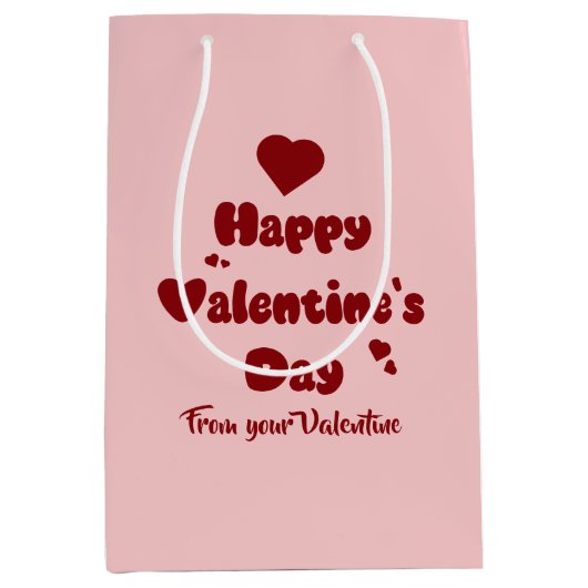 Happy Valentine's Day Hearts Cute Gift Bag Mittlere Geschenktüte (Vorderseite)
