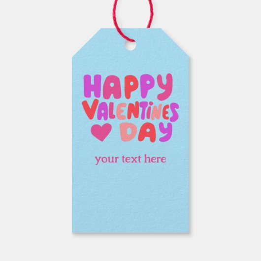 Happy Valentines Day Hearts Groovy Retro CUSTOM Geschenkanhänger (Rückseite)