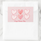 Happy Valentine's Day Hearts Minimalistische Stick Rechteckiger Aufkleber (Tasche)