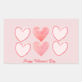 Happy Valentine's Day Hearts Minimalistische Stick Rechteckiger Aufkleber
