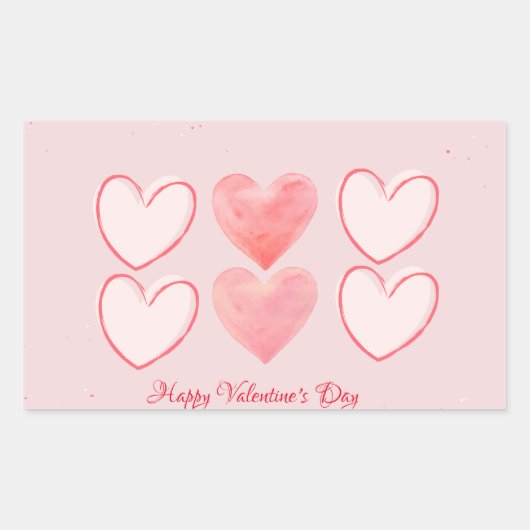 Happy Valentine's Day Hearts Minimalistische Stick Rechteckiger Aufkleber (Vorderseite)