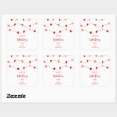 Happy Valentine's Day Hearts on a String Quadratischer Aufkleber (Blatt)