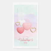 Happy Valentine's Day Hearts on String Serviette (Vorderseite)