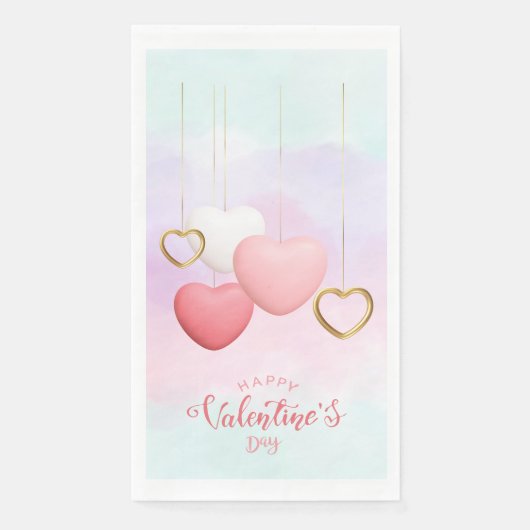 Happy Valentine's Day Hearts on String Serviette (Vorderseite)