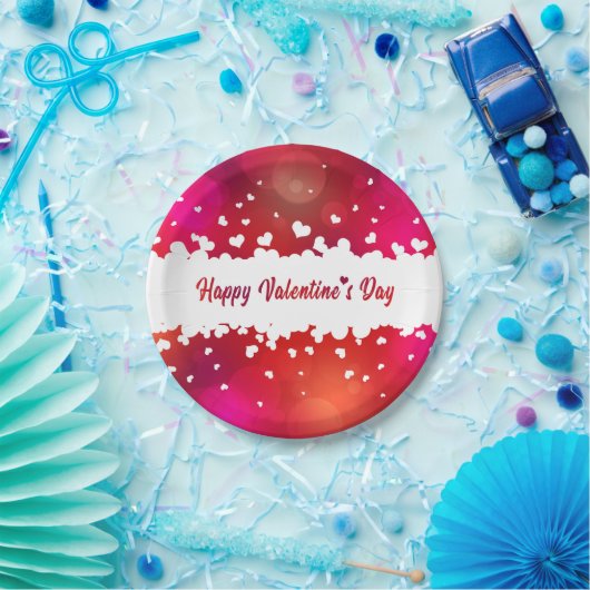 Happy Valentine's Day Hearts - Paper Plate Pappteller (Party)