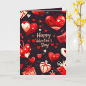 Happy Valentines Day Hearts und Geschenke Karte (Gelbe Blume)