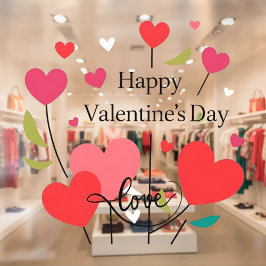 Happy Valentine's Day Hearts Window Cling Fensteraufkleber