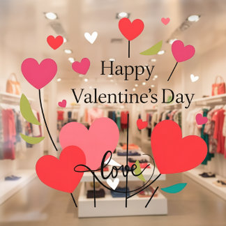 Happy Valentine's Day Hearts Window Cling Fensteraufkleber