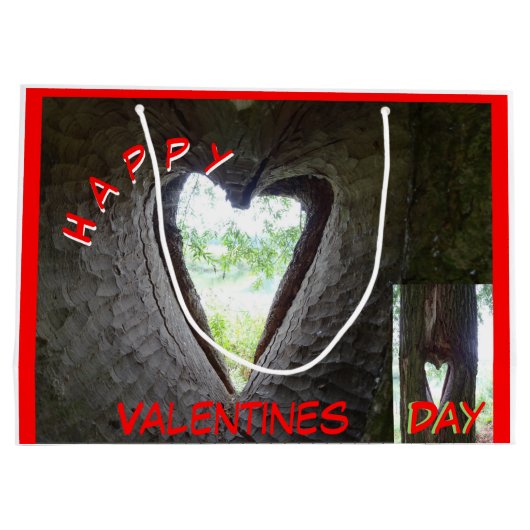 Happy Valentines Day Heft in Tree Gift Bag Große Geschenktüte (Rückseite)