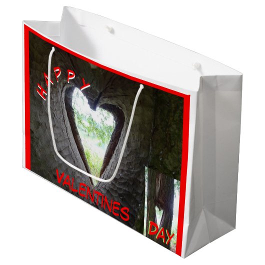 Happy Valentines Day Heft in Tree Gift Bag Große Geschenktüte (Vorderseite Schrägansicht)