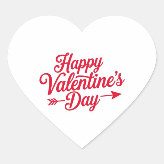 Happy Valentine's Day Herz-Aufkleber (Vorderseite)