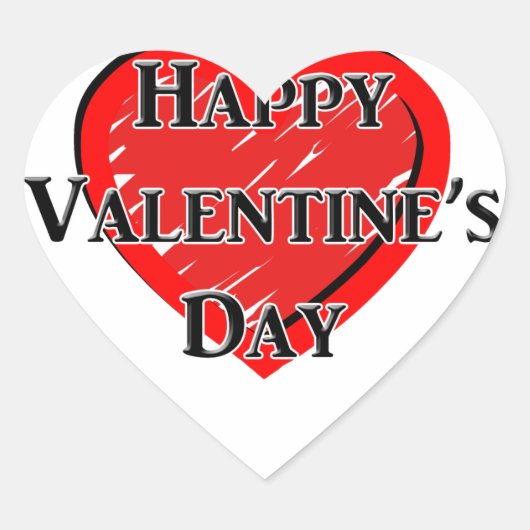 Happy Valentine's Day Herz-Aufkleber (Vorderseite)