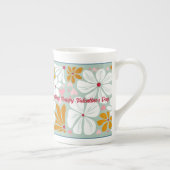 Happy Valentines Day Herz einzigartig Boho Blüte Porzellantasse (Rechts)