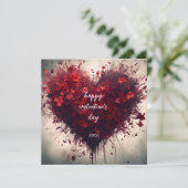 Happy Valentine's Day - Herz gefüllt Rote Blume Karte (Stehend Vorderseite)
