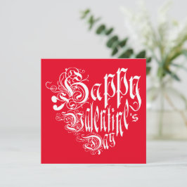 Happy Valentine's Day Herz in weiß auf rot Feiertagskarte