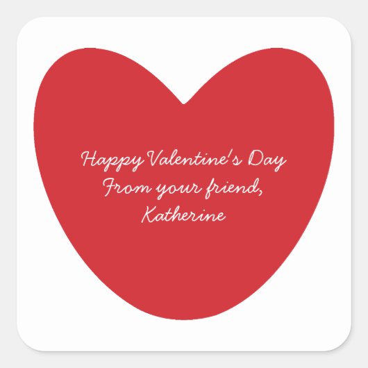 Happy Valentine's Day Herz Kinder Klassenzimmer na Quadratischer Aufkleber (Vorderseite)