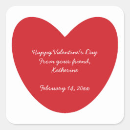 Happy Valentine's Day Herz Kinder Klassenzimmer na Quadratischer Aufkleber