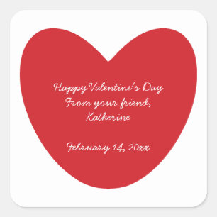 Happy Valentine's Day Herz Kinder Klassenzimmer na Quadratischer Aufkleber
