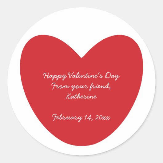 Happy Valentine's Day Herz Kinder Klassenzimmer na Runder Aufkleber (Vorderseite)