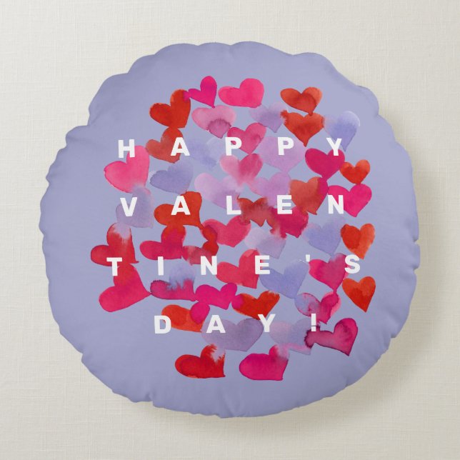 Happy Valentine's Day herzen rund Pillow Rundes Kissen (Vorderseite)