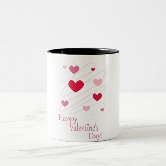 "HAPPY VALENTINE'S DAY" - HERZEN ZWEIFARBIGE TASSE (Mittel)