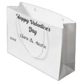 Happy Valentine's Day hinzufügen Namensdatum einfa Große Geschenktüte (Rückseite Schrägansicht)