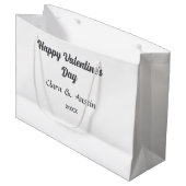 Happy Valentine's Day hinzufügen Namensdatum einfa Große Geschenktüte (Vorderseite Schrägansicht)