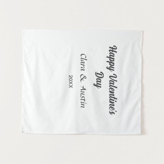 Happy Valentine's Day hinzufügen Namensdatum einfa Wandteppich (Vorderseite (Horizontal))