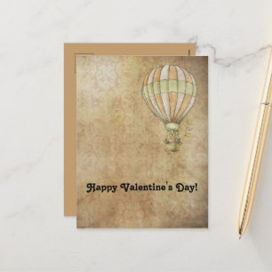 Happy Valentine's Day Hot Air Ballon Steampunk Feiertagspostkarte