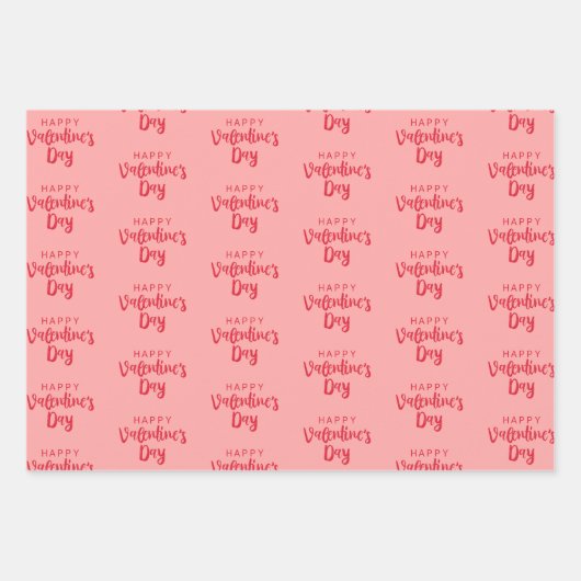 Happy Valentine's Day Hübsch Blush Pink Heart Geschenkpapier Set (Vorderseite 3)