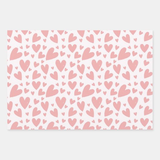 Happy Valentine's Day Hübsch Blush Pink Heart Geschenkpapier Set (Vorderseite)